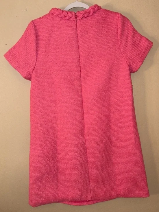 🎀 Tuckernuck Jackie Pink Tweed 60s Mini Shift Dress Large - Picture 4 of 8
